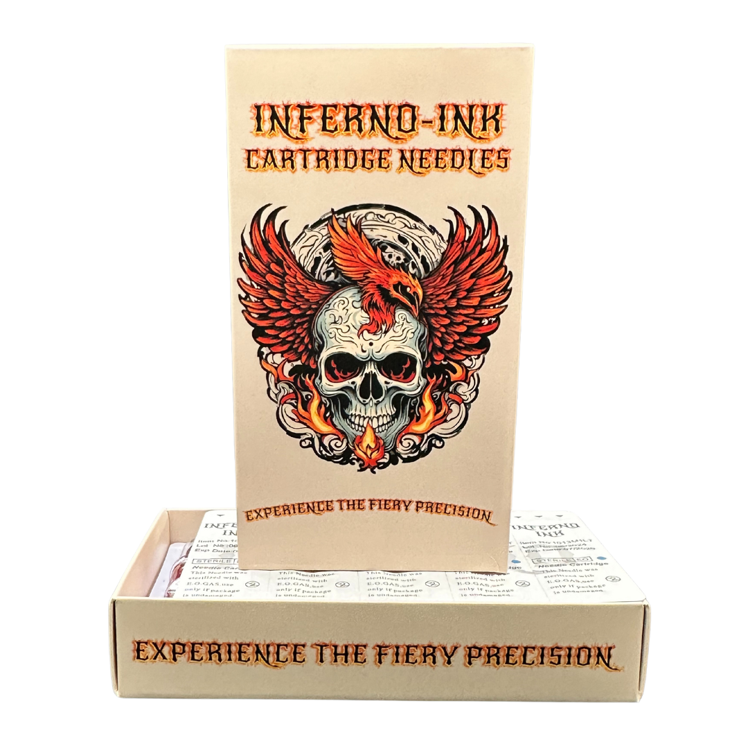 INFERNO-INK CARTRIDGE NEEDLES - #12 ROUND SHADERS LONG TAPER - BOX OF 20